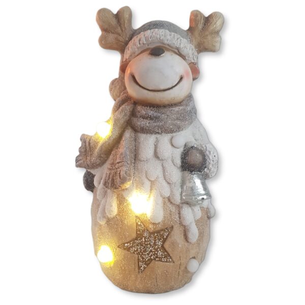 Rendier met bel kerstbeeld (vooraanzicht lampen aan)