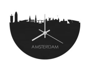 Amsterdam skyline klok zwart