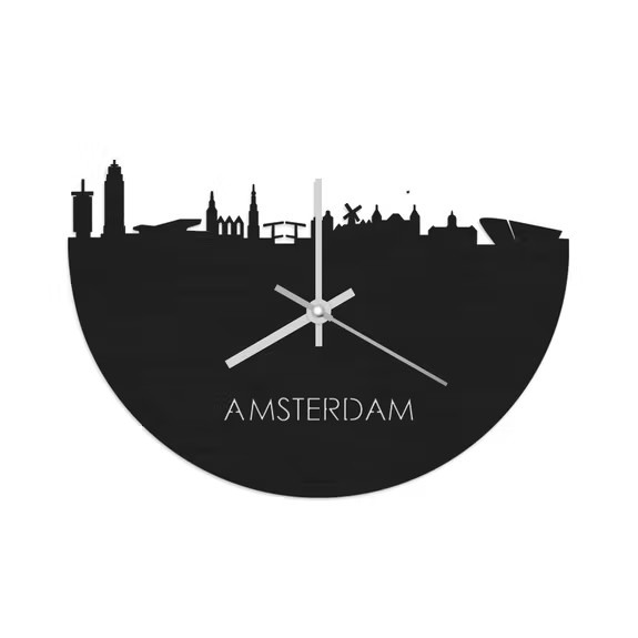 Amsterdam klok zwart