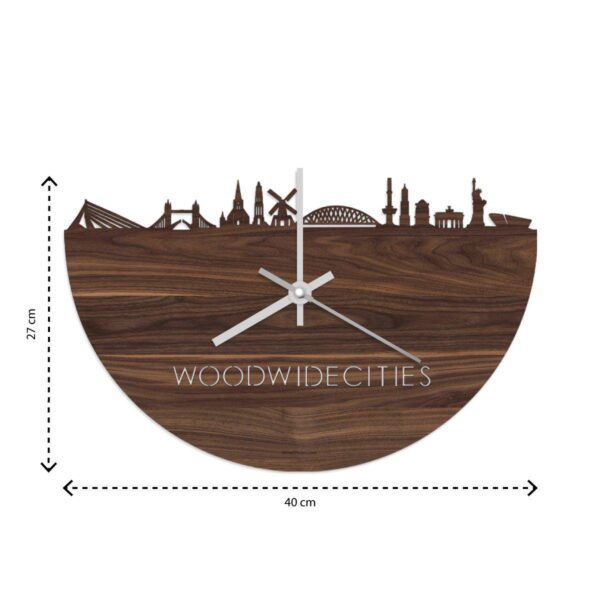 WoodWideCities klokken afmeringen notenhout