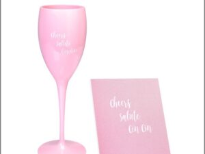 Cheers champagneglas Wijndag wijnglas en onderzetter roze