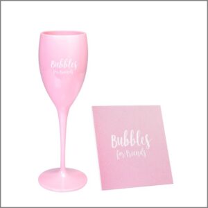 Friends champagneglas Wijndag wijnglas en onderzetter roze