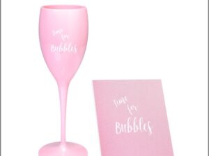 Time for bubbles champagneglas Wijndag wijnglas en onderzetter roze