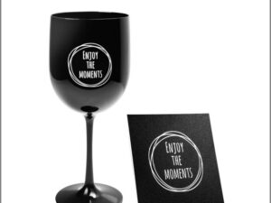Enjoy the moments wijnglas Wijndag wijnglas en onderzetter zwart