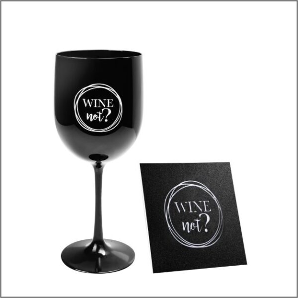 Wine not? wijnglas Wijndag wijnglas en onderzetter zwart