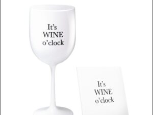 It's wine o'clock wijnglas Wijndag wijnglas en onderzetter wit