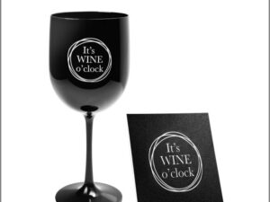 It's wine o'clock wijnglas Wijndag wijnglas en onderzetter zwart