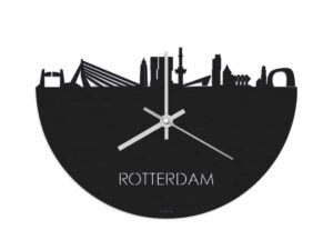 Rotterdam skyline klok zwart