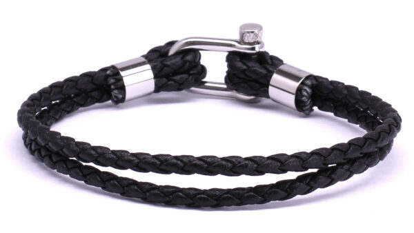Nautical M1 Black Leather armband achter