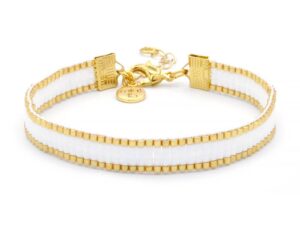 Simplicity Shiny White armband goud