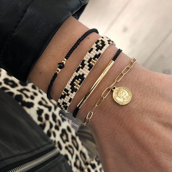 Chain & Coin en Leopard armbanden goud sfeerbeeld