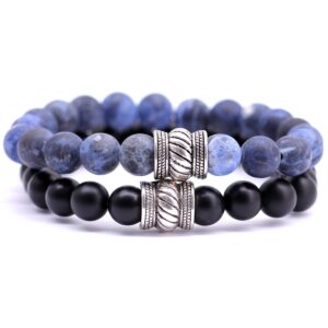 Bali armbandenset (sodaliet & zwarte onyx)