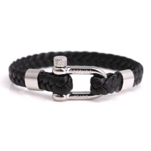 Nautical L5 armband (zwart leer)