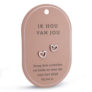 Ik hou van jou hartoorbellen (zilver)