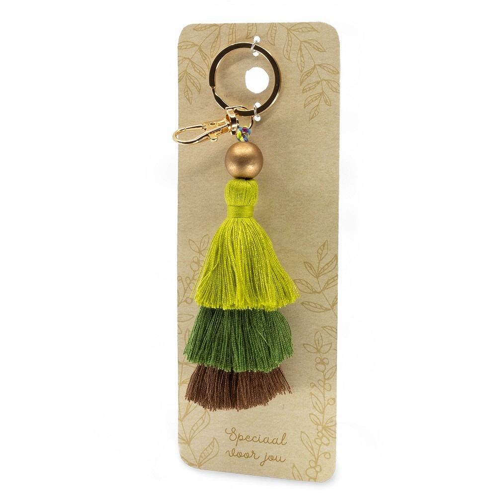Stylish design sleutelhanger met kwastjes (groen) 1 Stylish design sleutelhanger met kwastjes (groen)