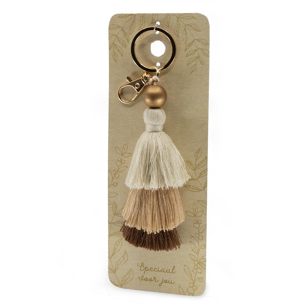 Stylish design sleutelhanger met kwastjes (bruin) 1 Stylish design sleutelhanger met kwastjes (bruin)