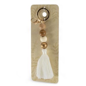 Stylish design sleutelhanger met kralen (wit)