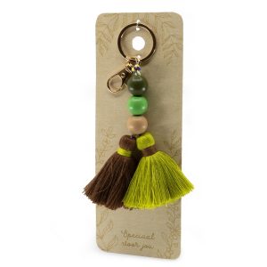Stylish design sleutelhanger met kralen en kwasten (groen)