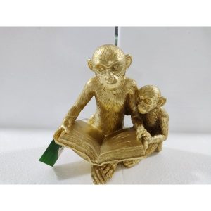 Aapjes met boek (goud)
