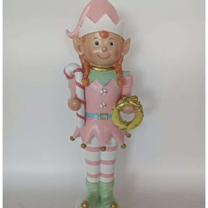 Elfje met zuurstok en kerstkrans