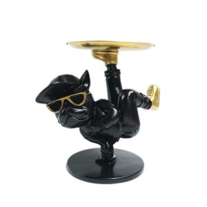 Franse bulldog break dance dienblad (zwart/goud)
