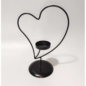 Hart waxinelichthouder (zwart)