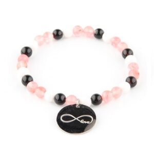 Infinity Love muntarmbandje (zwart-wit-roze)