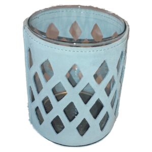 Theelichtglas suède wit klein