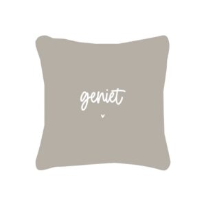 Geniet buitenkussen (beige) voorkant