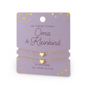 Oma en kleinkind hartarmband (goud)